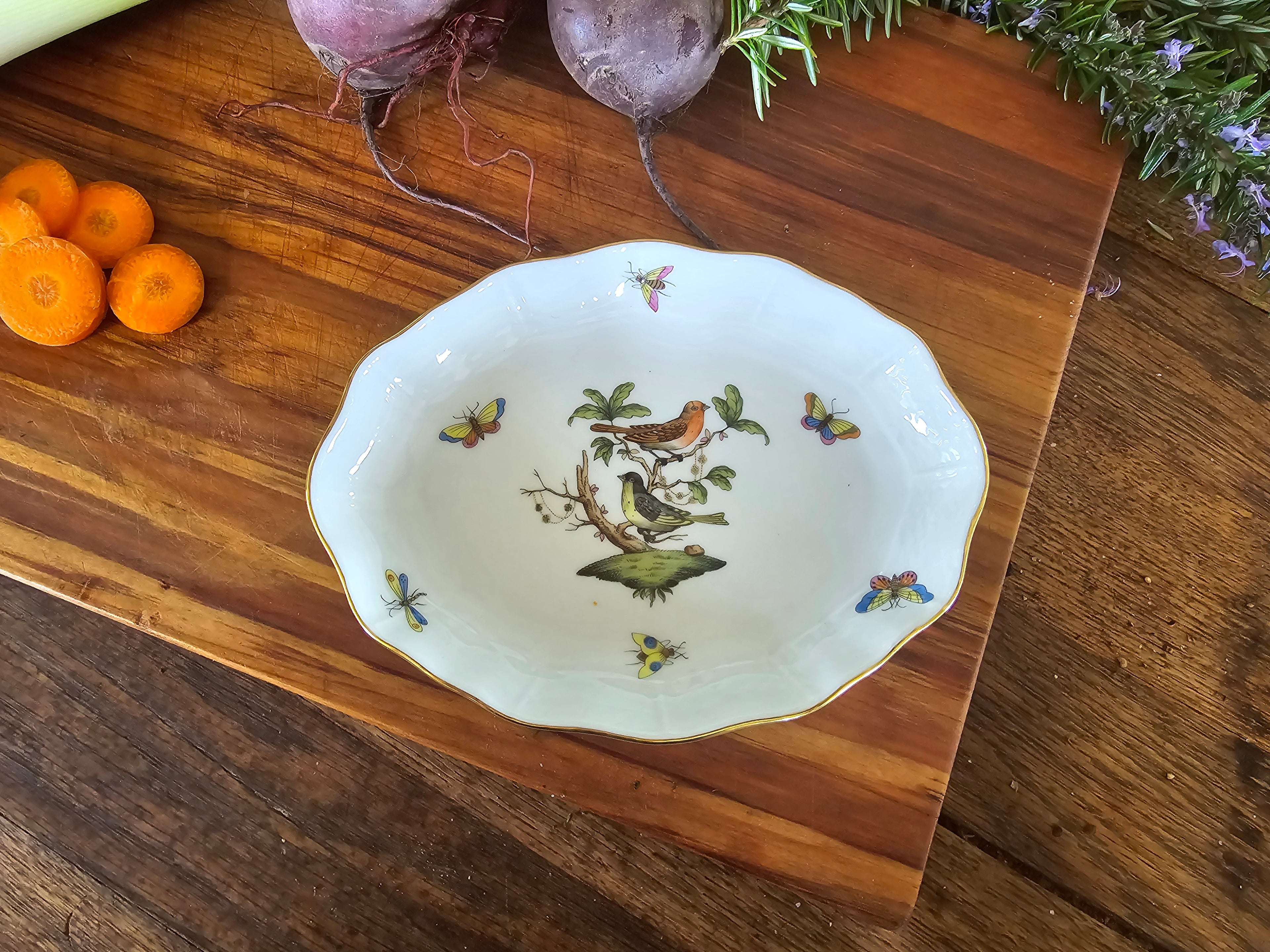 Herend porcelain sauce boat with plate