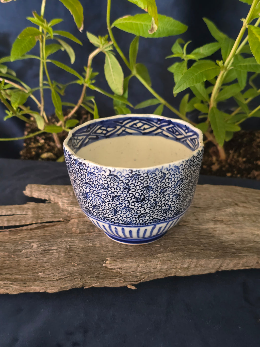 6x VINTAGE CHINESE BLUE TEACUP SET