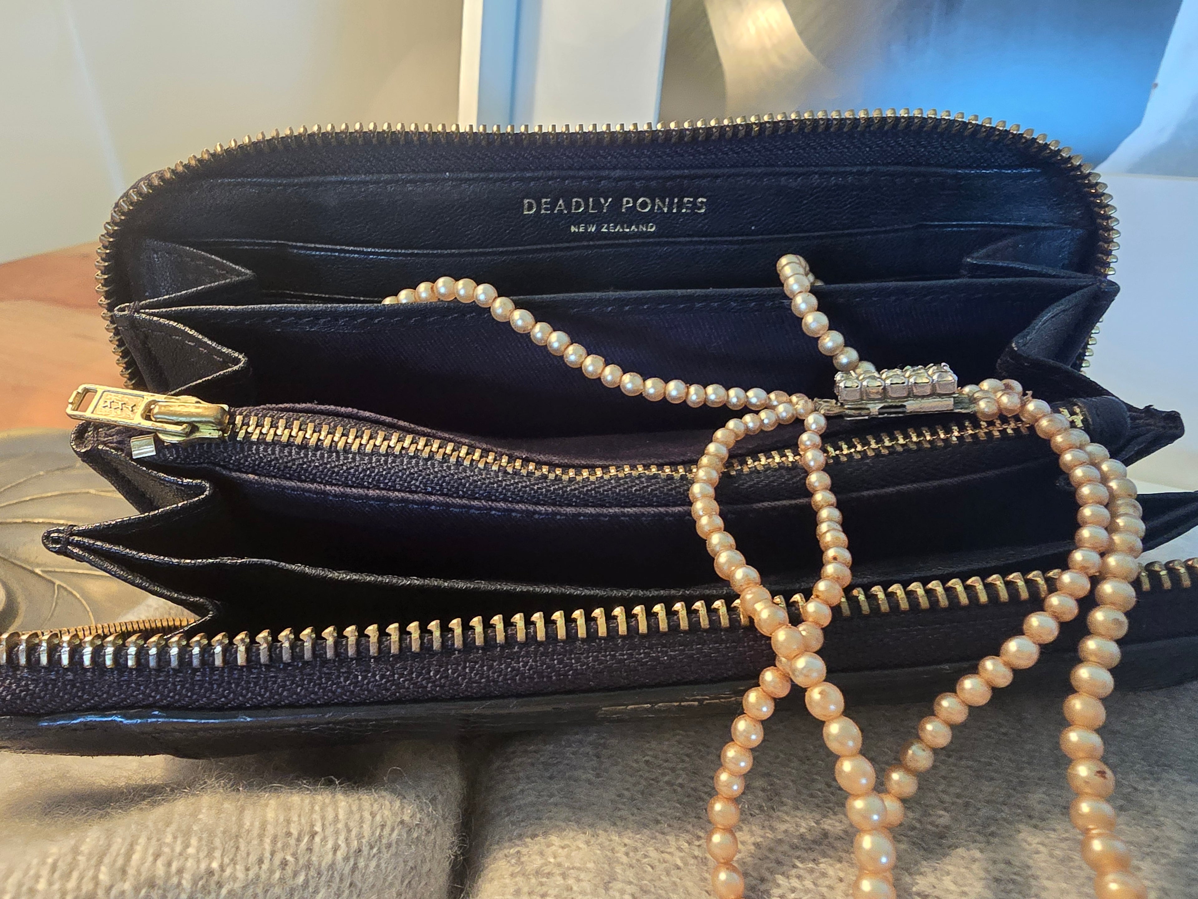 DEADLY PONIES BLACK LEATHER PURSE - USED