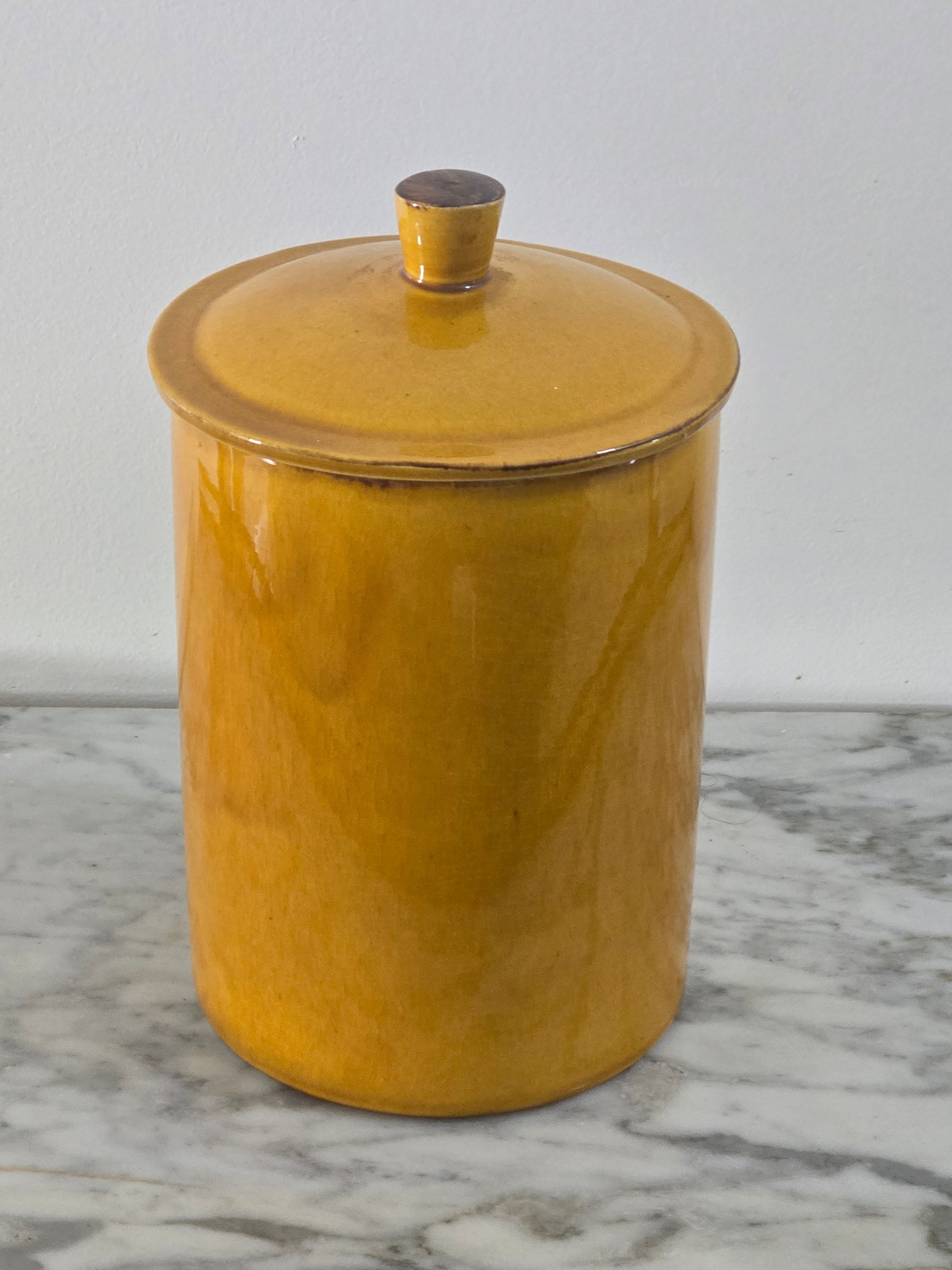 Small French made yellow container