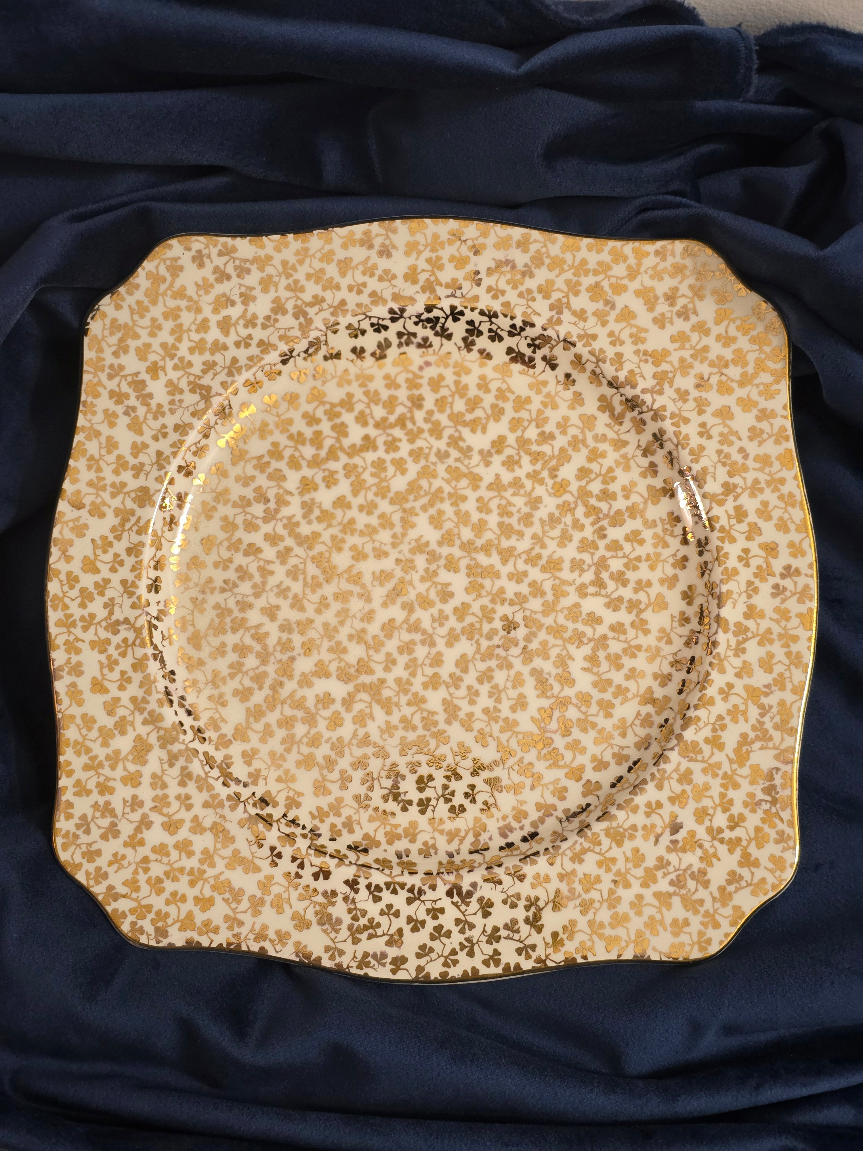 Gold Shamrock Leak Cake Plate.