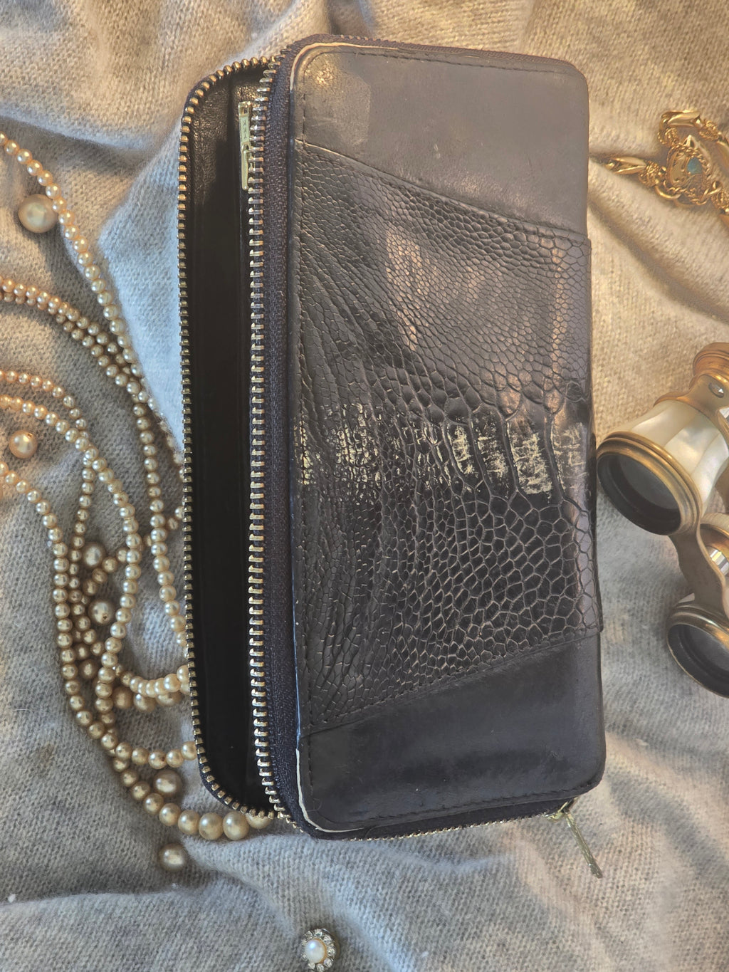 DEADLY PONIES BLACK LEATHER PURSE - USED