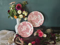 VINTAGE RED AVES FLORAL PLATE.